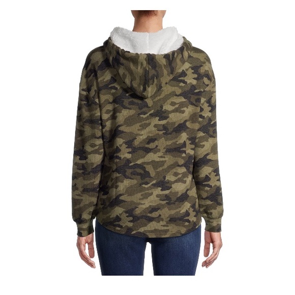 Juniors Faux Sherpa Lined Printed Graphic Hoodie - Picture 2 of 4